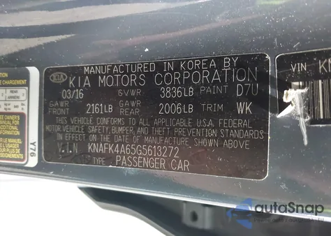2016 Kia Forte Lx z USA, uszkodzony, nr VIN KNAFK4A65G5613272